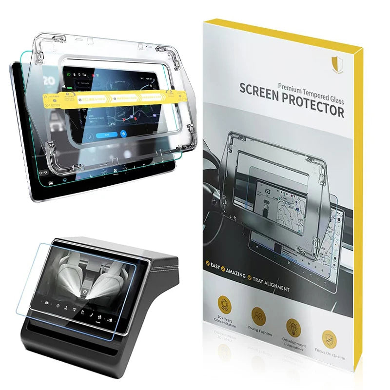 Tesla Model y 2025 Juniper için Ön ve Arka Ekran Koruyucu - Kolay Uygulama Aparatlı